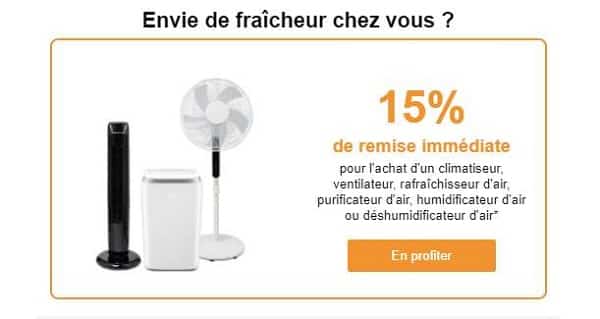 5% De Remise Immédiate Pour L'achat D'un Climatiseur, Ventilateur, Rafraîchisseur, Purificateur, Humidificateur Ou Déshumidificateur 