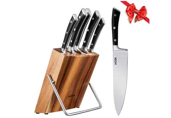 PRIME: 31,99€ lot de 6 couteaux + bloc en bois de rangement Aicok