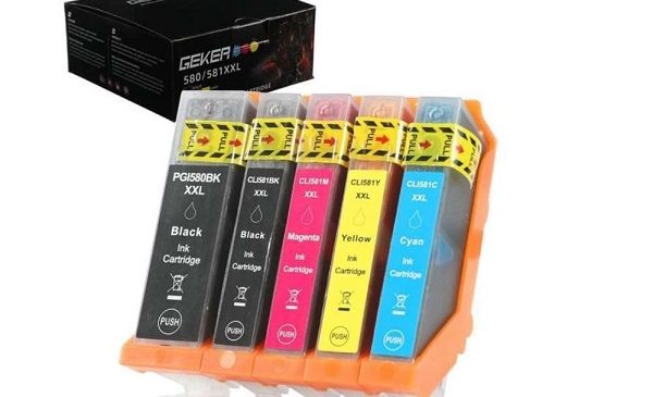 Pack De 5 Cartouches D'encre Geker Pgi 580xxl Cli 581xxl) Compatible Canon Pixma Séries