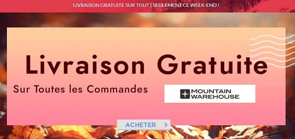 Livraison Gratuite Sur Toutes Les Commandes Sur Mountain Warehouse