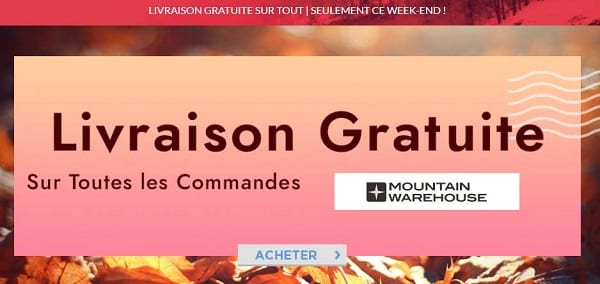 Livraison Gratuite Sur Toutes Les Commandes Sur Mountain Warehouse