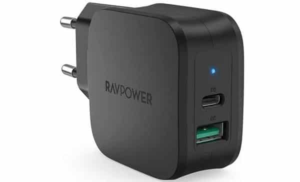 Chargeur Usb C Power Delivery 18w + Usb Quick Charge 3.0 Ravpower Rp Pc023