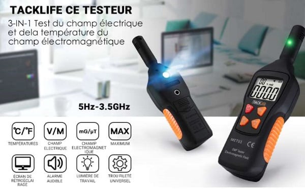 13,99€ détecteur de rayonnement électromagnétique TACKLIFE MET01 (champs électromagnétique, électrique, température)