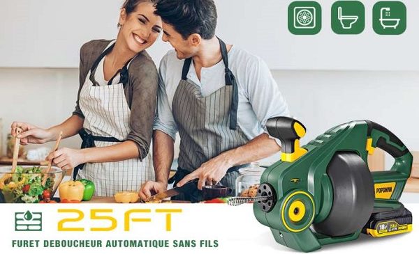 Déboucheur électrique De Canalisations Et Tuyauterie Portable Popoman 18v