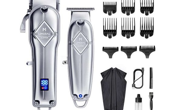 kit complet pro tondeuse cheveux + tondeuse barbe acier inoxydable rechargeable limural