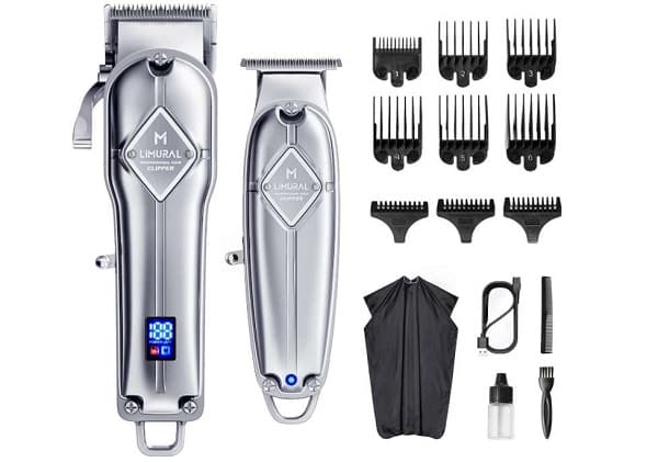 kit complet pro tondeuse cheveux + tondeuse barbe acier inoxydable rechargeable limural