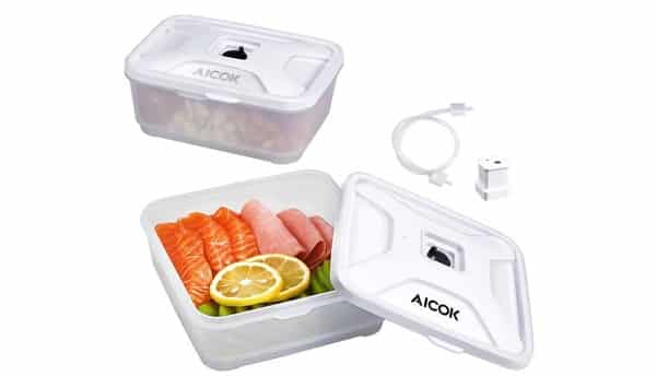 Lot De 2 Boites Spéciales Pour Mise Sous Vide 0,8l Et 0.6l Aicok