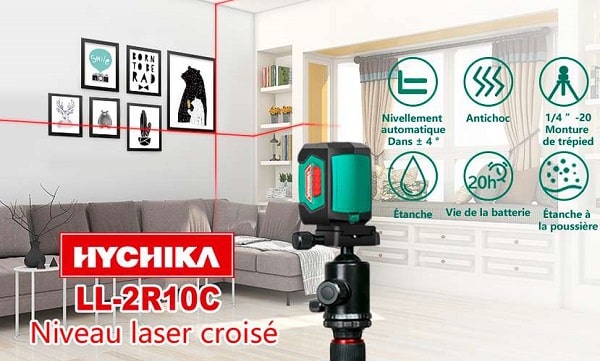 BRICO : 23,09€ le niveau laser 15m horizontal et vertical HYCHIKA LL-2R10C (antichoc, nivellement auto, support 360°) – port inclus