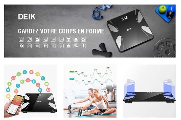 Pèse Personne Impédancemètre Bluetooth connecté Deik Fg220lb