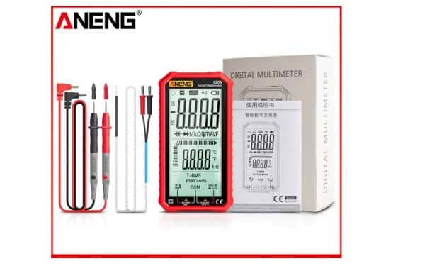 BRICO : 22,80€ le testeur-multimètre digital grand écran LCD ANENG 620A (test tension, ampérage, résistance, capacité, fréquence, température…)