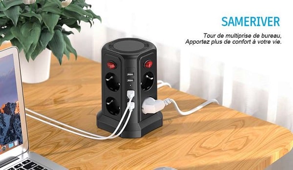 Tour Multiprise Protection Parafoudre 8 Prises + 5 Ports Usb Et 5m De Câble