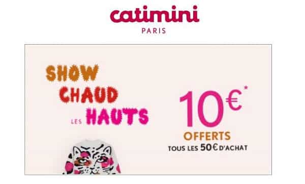 10€ offerts tous les 50€ d’achat sur Catimini