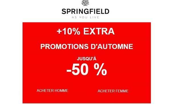 10% Supplémentaire Sur Les Promotions D'automne Springfield