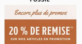 Code promo reduction de 20% supplémentaire sur les promotions FOSSIL (site officiel)