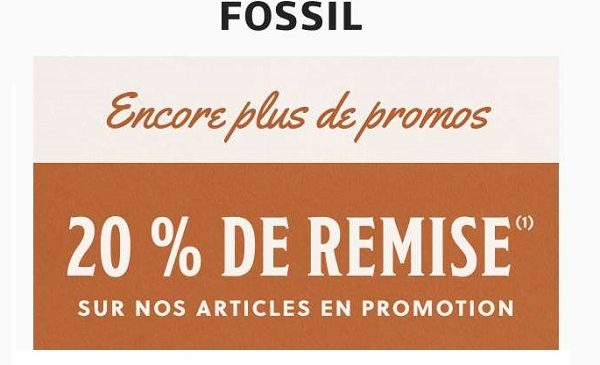 Code Promo Reduction De 20% Supplémentaire Sur Les Promotions Fossil