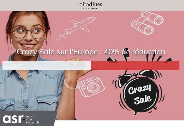 Crazy Sale résidences appart’hôtel Citadines Europe : 40% de réduction sur votre séjour (Ascott Star Rewards)
