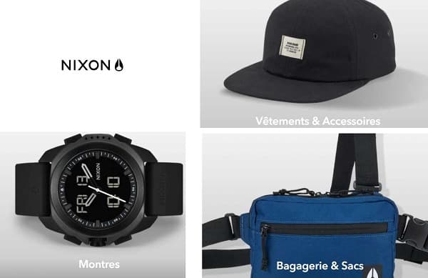 Livraison gratuite sans minimum sur les achats sur le site de la marque Nixon (montre, sacs et accessoires)