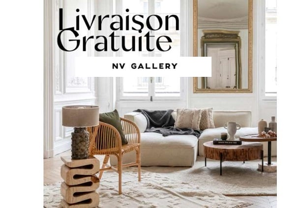 Livraison offerte sur tout le site NV Gallery (mobilier, déco et luminaires) jusqu’à samedi