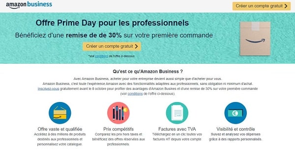 Offre Prime Day pour les professionnels : 30% sur votre première commande Amazon Business