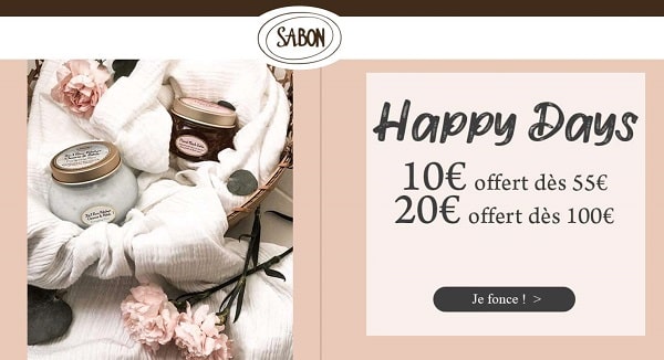 Offre Spéciale Sabon 10€ De Remise Dès 55€ D’achat Ou 20€ Dès 100€ D’achat