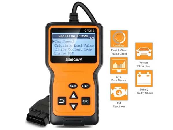 15,59€ Outil de diagnostic professionnel scanner OBD2 GEKER (informations sur le véhicule et localisation de panne)