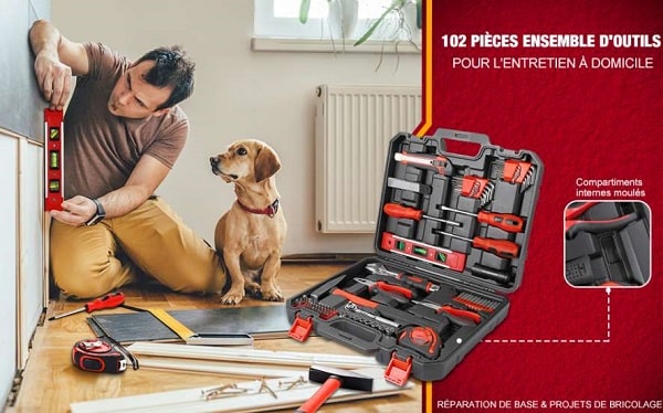 BRICO : 26,99€ coffret à outils garni de 102 pièces POPOMAN THTC01H