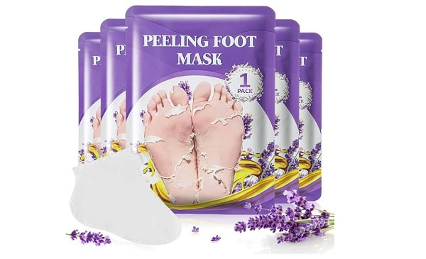 lot de 5 masques de soin pour pieds à l'essence de lavande avec action exfoliant