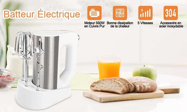 FLASH : 23,99€ le mixeur batteur 5 vitesses Ansodo 550W avec base de rangement