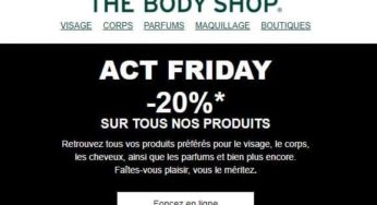 20% de remise sur quasiment tous les articles sur The Body Shop