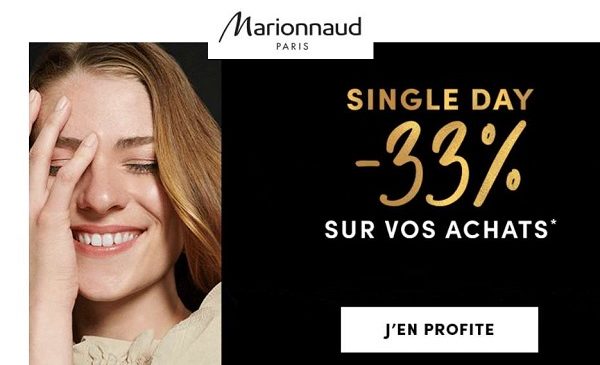 33% de remise sur tout le site marionnaud pour le single's day