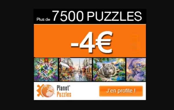 4€ de réduction sur tout le site Planet’Puzzles (même promo) dès 49€ d’achat
