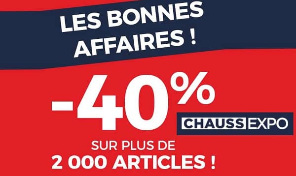 40% sur toute la boutique bonnes affaires ChaussExpo (2000 paires de ...