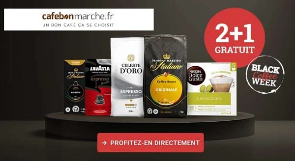 Black Coffee week Cafebonmarche : fortes remises sur des coffrets de café, café et 2 achetés = 3e gratuit ☕️