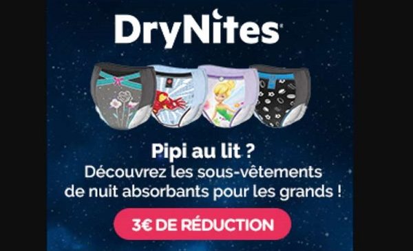 Bons De Réduction Drynites Sous Vêtements De Nuit Absorbants Et Alèses Jetables