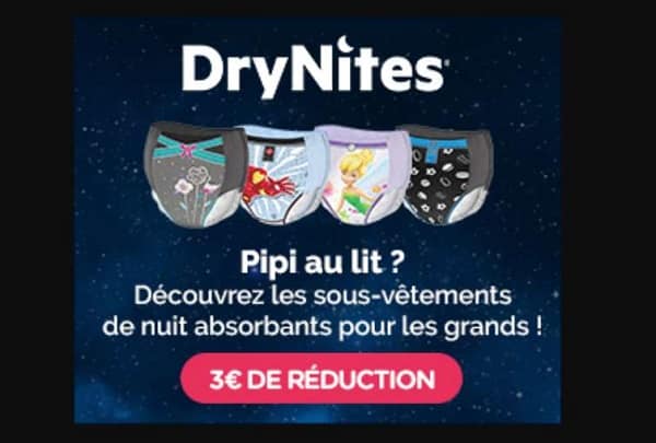 Bons De Réduction Drynites Sous Vêtements De Nuit Absorbants Et Alèses Jetables