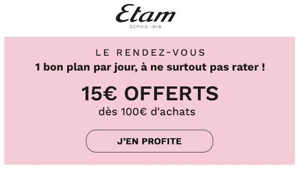 Offre Flash Etam 15€ De Remise Dès 100€ D'achats