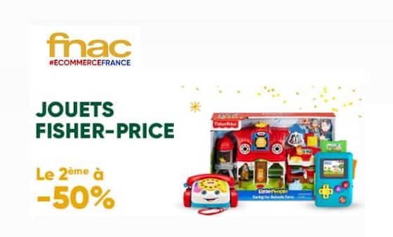 pour l'achat d'un jouet fisher price bénéficiez de 50% de remise sur le second