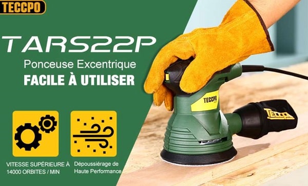 Ponceuse Excentrique 350w Teccpo Tars22p Avec Sac Poussière Et 12 Disques 125mm