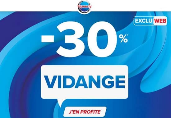 30% remise sur le forfait vidange BASIC chez Speedy (vidange Elf Powertech + filtre)