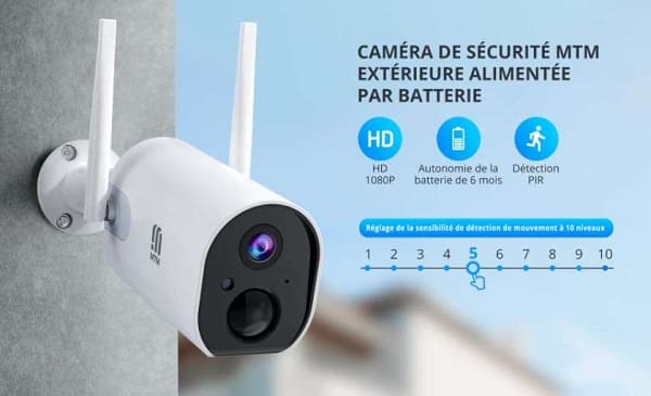 Caméra De Surveillance Extérieure Rechargeable Wi Fi Mtm