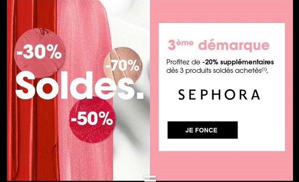 3ème démarque des soldes Sephora : -20% supplémentaires dès 3 produits soldés