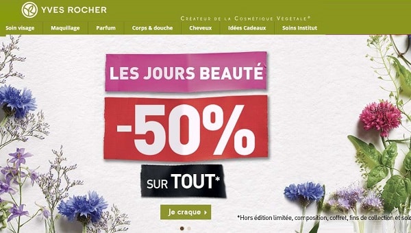 Les Jours Beauté Yves Rocher  50% Sur Tout (hors Exceptions)