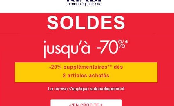 Soldes Kiabi 20% Supplémentaires à Partir De 2 Articles Achetés