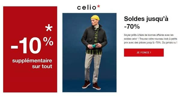 10% de remise sur tout le site celio