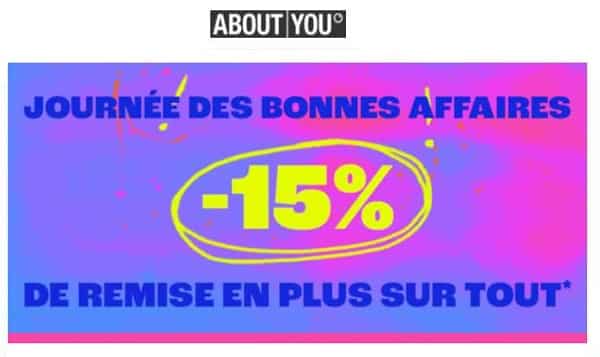 15% de réduction supplémentaire sur tout ce qui est en promotion sur about you