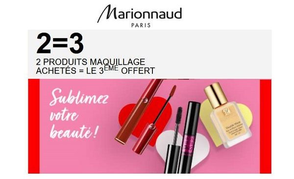 2 Produits De Maquillage Achetés Le Troisième Offert Sur Marionnaud