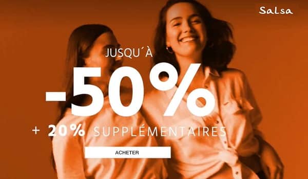 20% de remise supplémentaire sur les articles en soldes de salsa