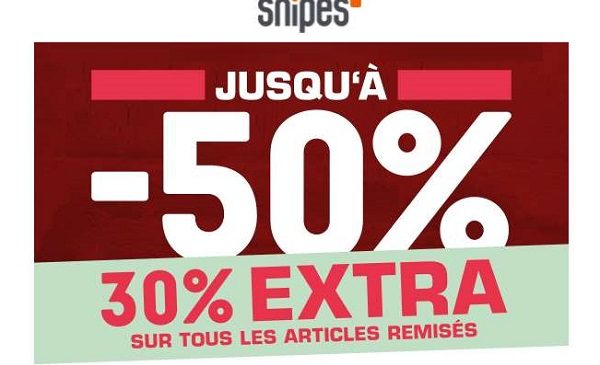 30% supplémentaires sur tous les articles déjà remisés sur snipes