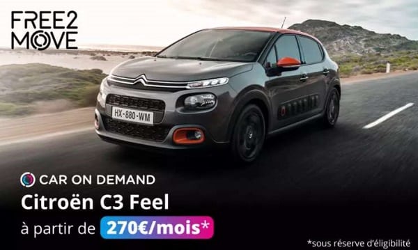 bon d'achat location de voiture free2move car on demand