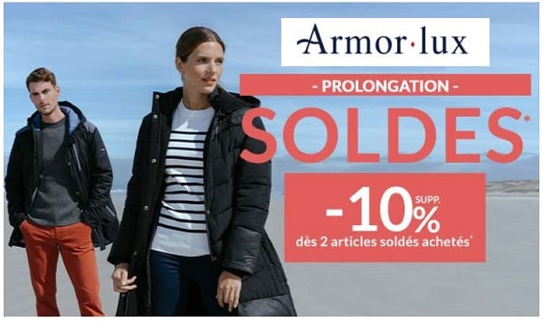 les soldes armor lux continuent 10% supplémentaires dès 2 articles